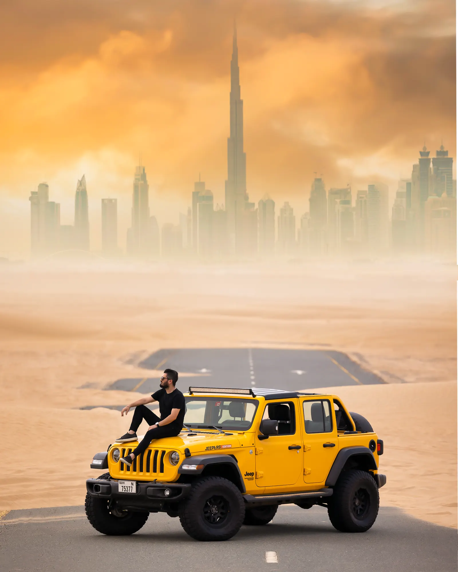 Umut İlkaya photographed in the desert outside Dubai